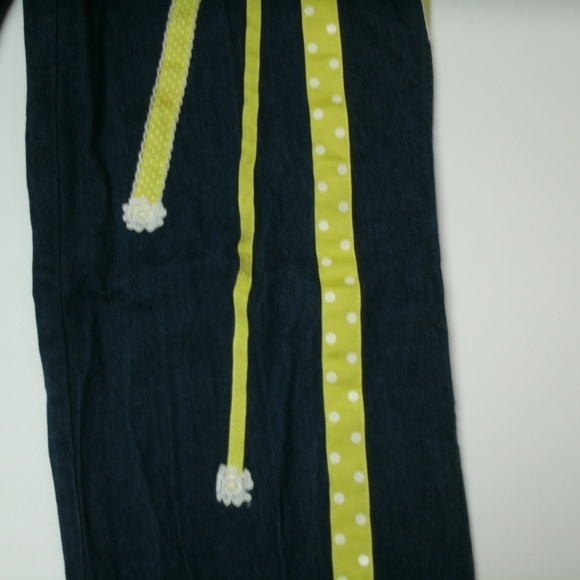 Vintage Jeans Embroidered High Waist 1970s Boho Size 28 Ribbon Flowers Butterfly - Picture 4 of 8